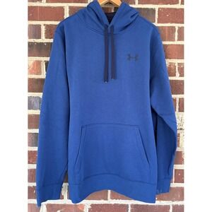 Under Armour Hoodie Mens XL Blue Fleece Pullover Kangaroo Pocket Logo Sweatshirt